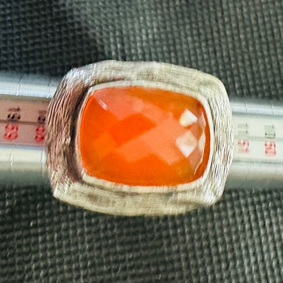 Thai 925 Sterling Silver w Faceted Carnelian Ring Size 7 Hallmarked "CID" - Picture 3 of 11